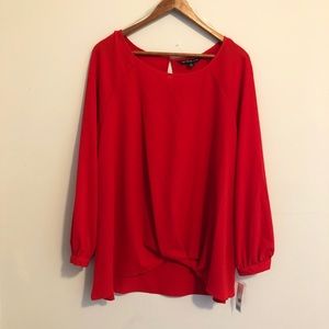 Zac & Rachel Red Crimson Blouse 2X Top NWT